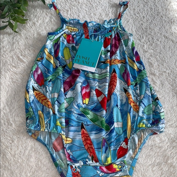NWT Posh Peanut Wave Bubble Romper 18-24M Surf - Picture 3 of 7